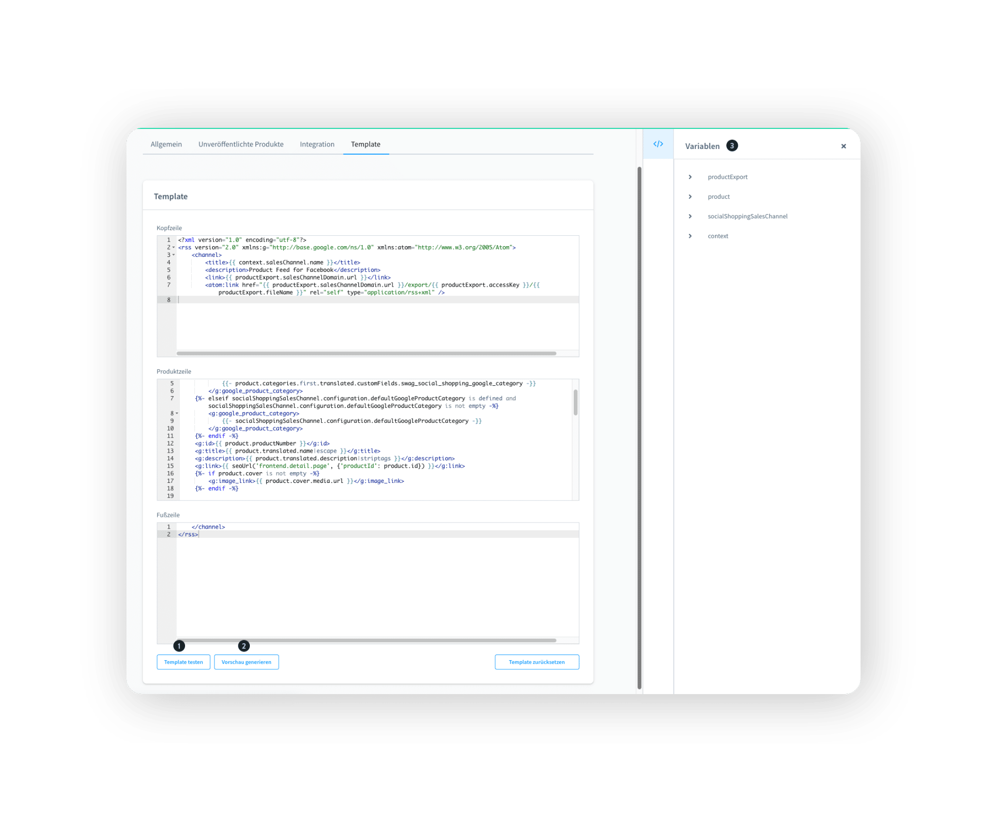 Meta verknüpfen mit Shopware Template