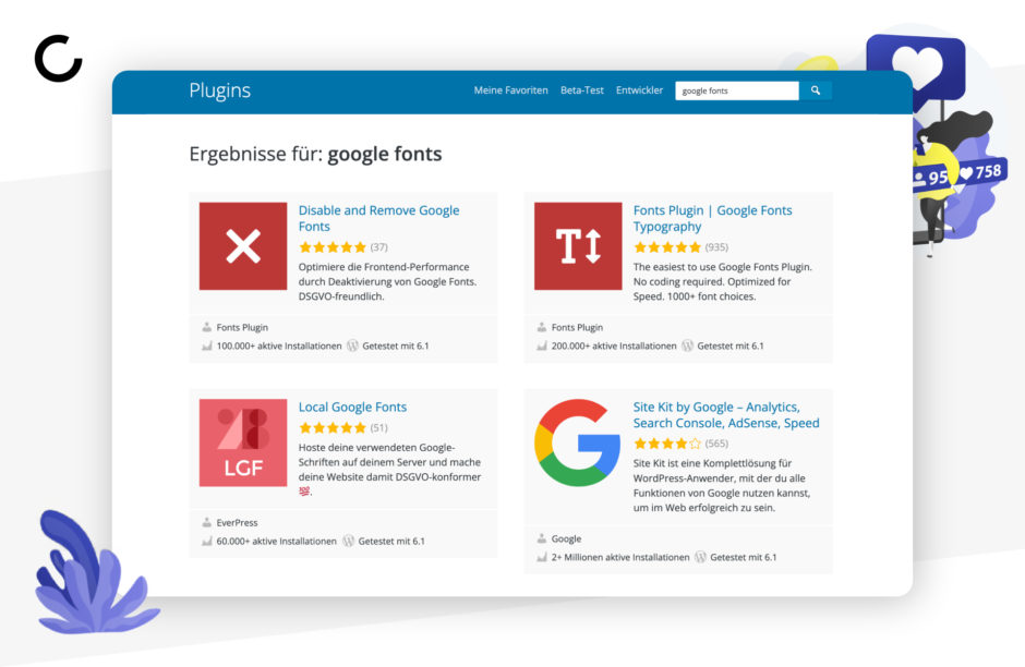 Es gibt verschiedene Plugins, um die Google Fonts in WordPress lokal einzubinden