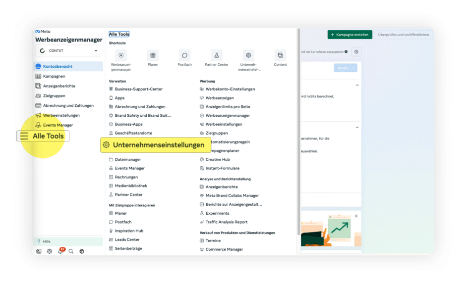 Meta Business Manager Unternehmenseinstellungen