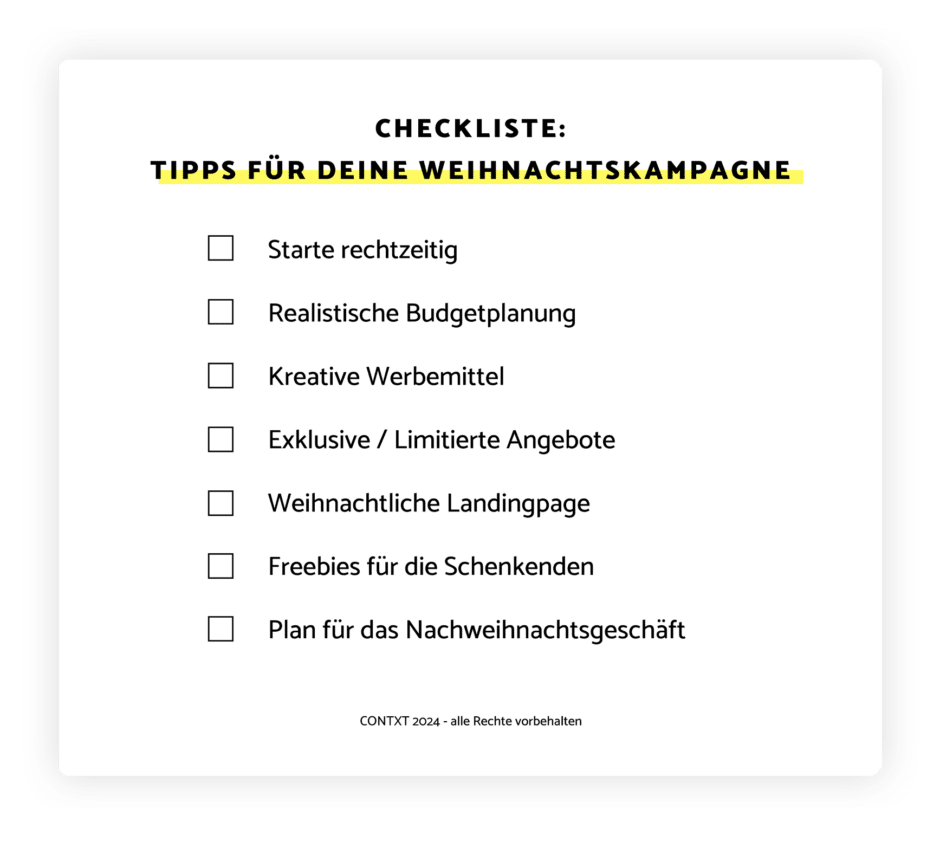 Checkliste Weihnachtskampagne