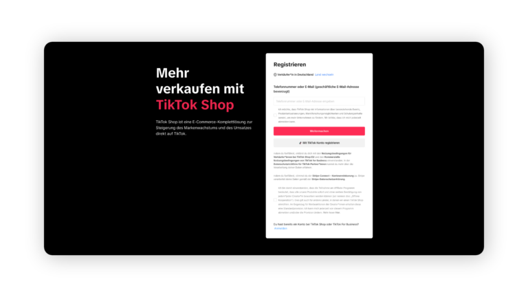 TikTok Shop einrichten Seller Center