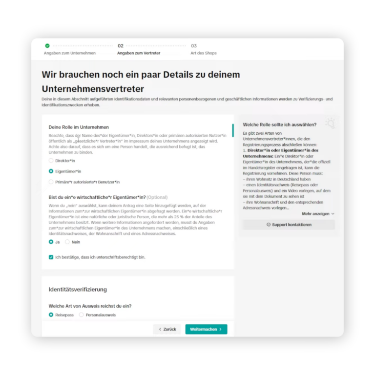 TikTok Shop einrichten Unternehmensvertreter