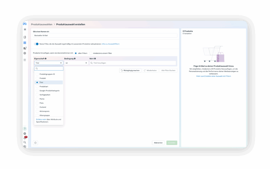 Schaubild Produktauswahl erstellen